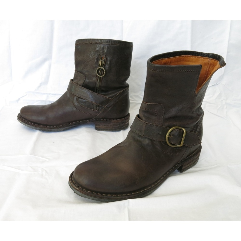 Fiorentini & Baker Eli Moto Ankle Boots 38 / 8 Brown Leather Made In Italy EUC